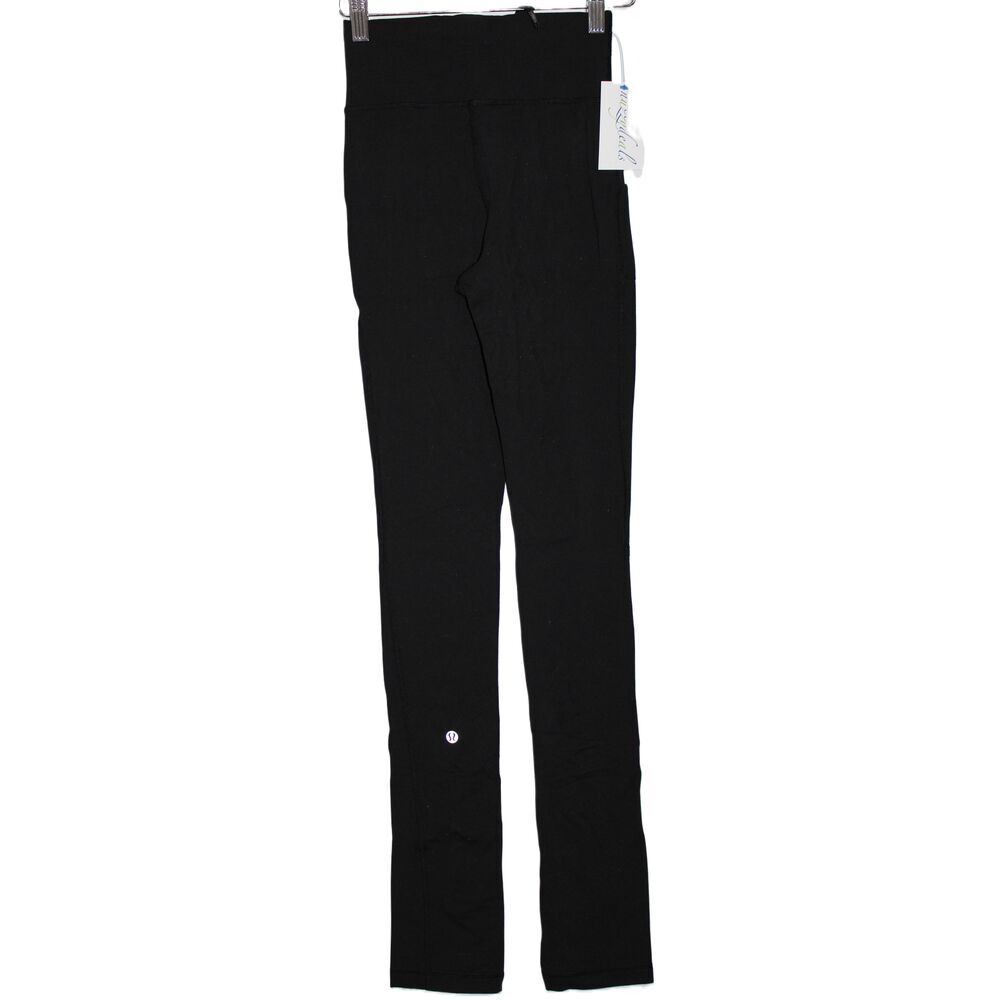 Womens Lululemon Skinny Will Pants Black Drawstring Pockets Leggings Size 2 - Picture 2 of 3